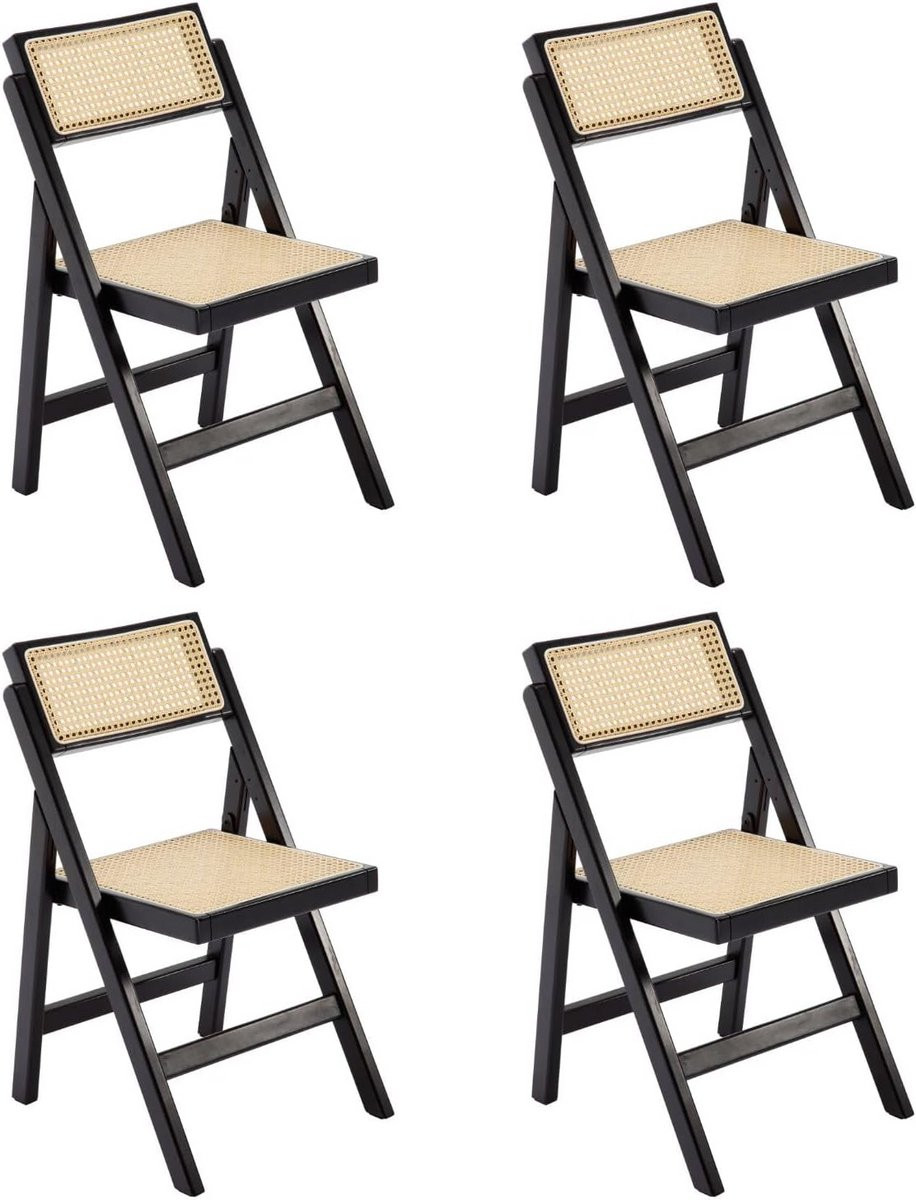 Set van vier inklapbare houten eetkamerstoelen - Zwart