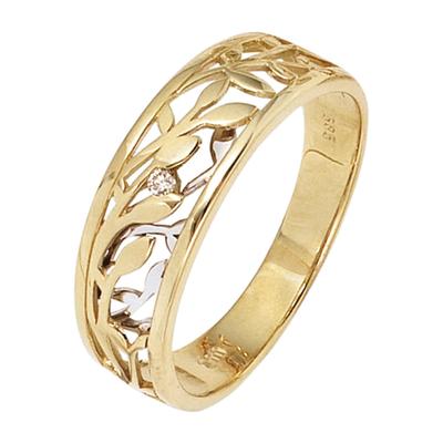 Solitärring JOBO Gr. 60, gelb (gelbgold 585), Fingerringe, Damen, 60, SI = kleine Einschlüsse, Diamanten Gelbgold 585 Weißgold 585, Diamanten, Gelbgold 585, Weißgold 585, 585 Gold bicolor mit Diamant 0,02 ct.