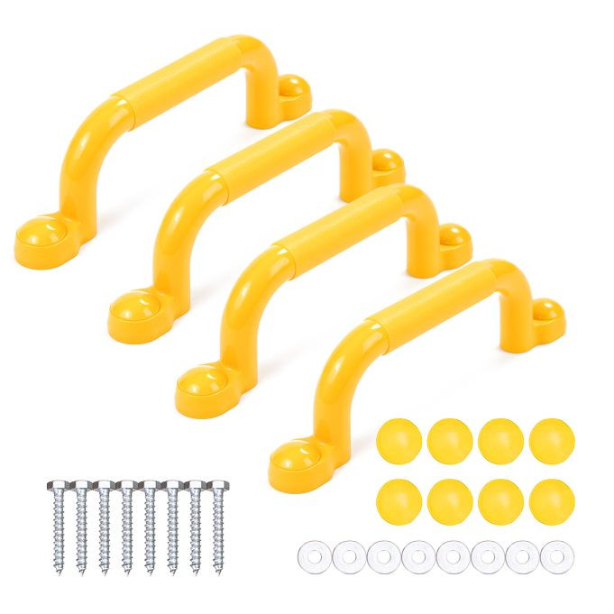 Relaxdays Klimhandgrepen Set, 4 stuks, Geel, Kunststof