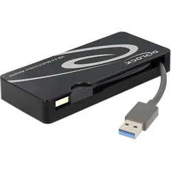Delock USB 3.0 Docking (USB-A, 4 Ports), Dockingstation + USB Hub, Schwarz