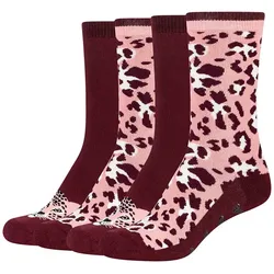 4er Pack camano Ca-Soft Bio-Baumwoll Antirutsch-Socken Kinder 3801 - bordeaux red 27-30