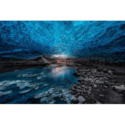 Fototapete PAPERMOON "Photo-Art JAVIER DE LA, EISHÖHLE", bunt, B:3,5m L:2,6m, Vlies, Tapeten