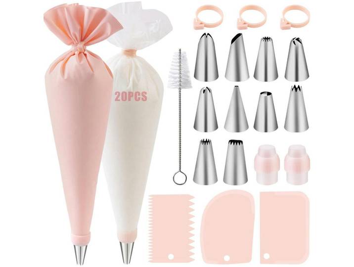 Spritzbeutel Set 40-teilig mit Tüllen und Zubehör, Mehrfarbig, Kunststoff, 20x3x35 cm, Backen & Backzubehör, Garnieren & Verzieren
