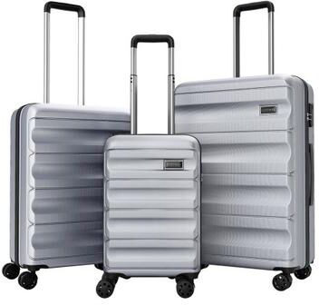 Costway 3-Piece Hardside Luggage Set 20/24/28 Inch Lightweight Hardside Suitcases-Gray