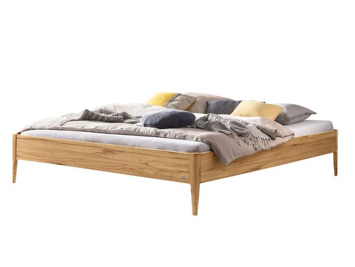 Bettgestell, Wildbuche Massivholz, Braun, 166×206 cm, Minimalistisch, Modern, Hasena