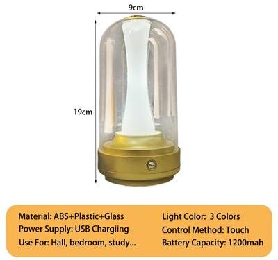 Universal Stock Lumi Glow Rechargeable Bedside Lamp With Touch Control Dimmable LED Mood Light golden