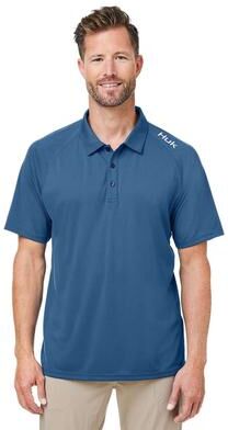 HUK H12L005 Men's LoPro Solid Performance Polo Shirt in Sargasso Sea size Medium   Polyester