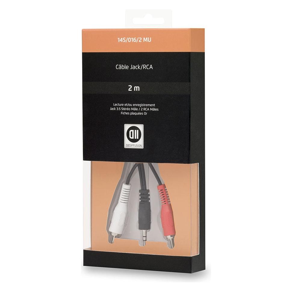 D2 Diffusion C ble Jack m le/2RCA m le 2 m noir (2 m, AUX Kabel, Cinch Kabel) (D2JKRCA200MU)