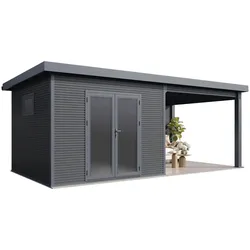 Finnhaus Wolff Kunststoff-Gerätehaus "Solaro 6030",anthrazit,607 x 303 cm