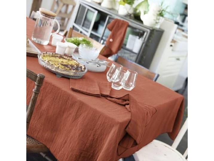 Nappe Rectangle 150x350 cm Gaze de Coton Terracotta