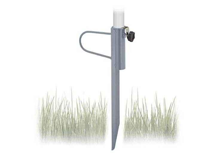 Relaxdays grondanker parasol, voor stokken tot 32 mm, voor tuin, camping, strand, metalen parasolhouder, staal, grijs
