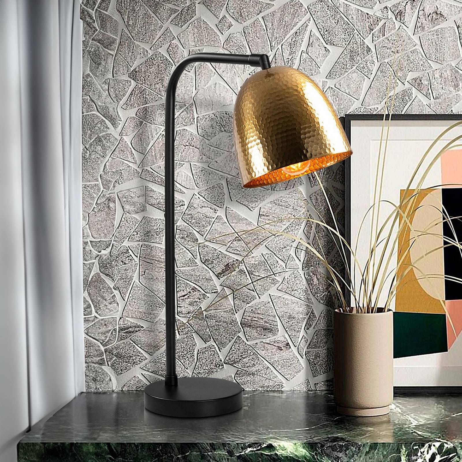 Tischlampe Tattoo 5031 Opviq, bronze / altmessing, für Wohn- / Esszimmer, Metall, Tischlampe
