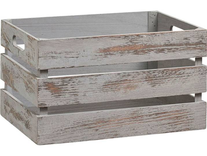 Holzkiste ZELLER PRESENT Vintage , grau, B:35cm H:20cm T:25cm, Paulownie, Aufbewahrungsboxen, Holzkiste, Tiefe: ca. 25 cm, Breite: ca. 35 cm