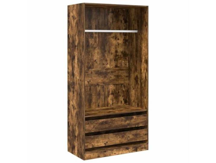 smnyxs Kleiderschrank, Raucheiche, 100 x 50 x 200 cm, Holz 2 Schubladen, Kleiderstange, geräumiges Fach, Wandbefestigung, einfache Montage, glatte Oberfläche