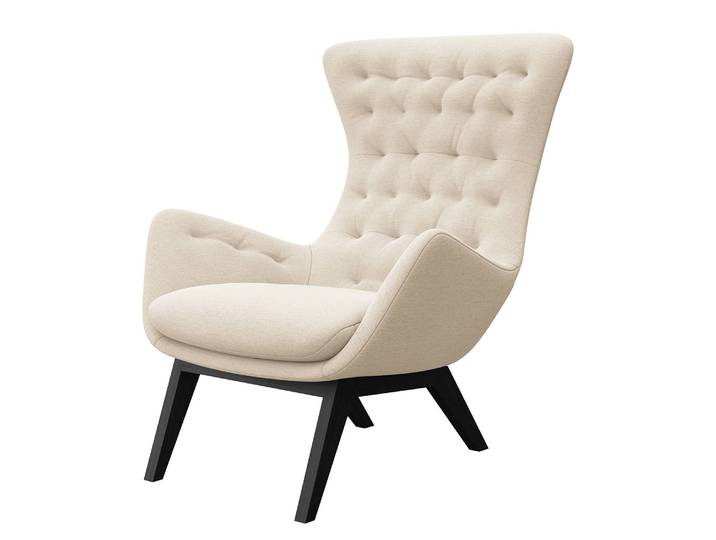 Fauteuil AUDREY Beige/Beige Tissu Saia Noir 85 x 101 x 93cm