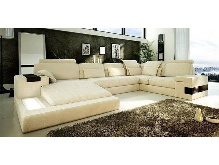 JVmoebel Wohnlandschaft Elegante graue Ledercouch mit hochwertiger Polsterung, Made in Europa