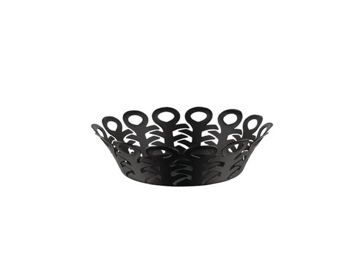 Alessi - BM21/21 B - Design Corbeille Ajourée\, en Acier Coloré avec Résine Époxy\, Diamètre 22 cm\, Noir