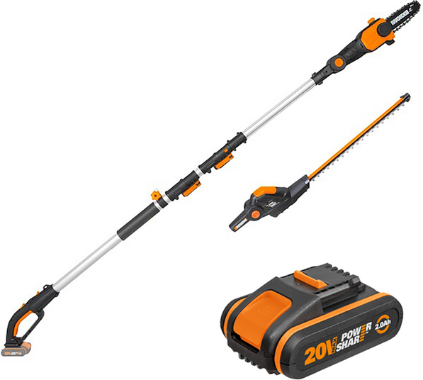 Worx WG908E - Potatore - Tagliasiepi su asta a batteria multifunzione - batteria 20V 2Ah