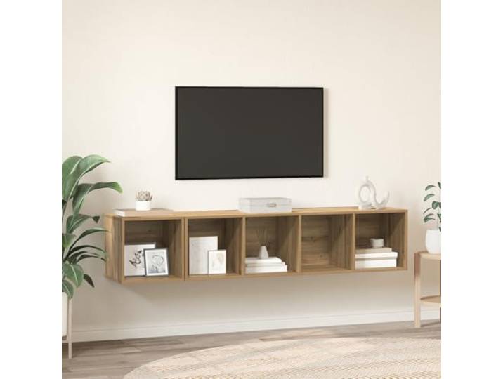 HEFZGDB TV-Schrank Set 2 pcs Eiche handwerklich 37 x 37 x 142,5 cm Wandmontage Aufbewahrungsschränke