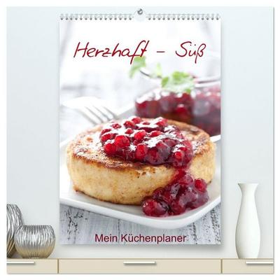 Herzhaft - Süß / Mein Küchenplaner (hochwertiger Premium Wandkalender 2027 DIN A2 hoch), Kunstdruck in Hochglanz