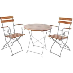 Mojawo, Gartentisch + Balkontisch, 3er Biergarten Set Biergartengarnitur Biergartenmöbel Akazie Ø80cm (80 x 74 cm)