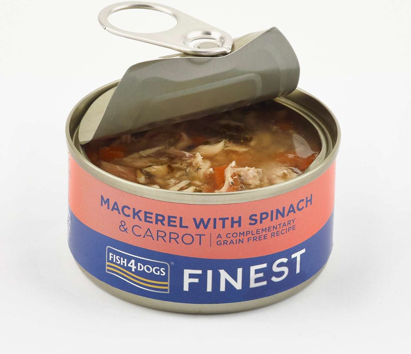 Fish4Dogs 1 x 85 g Finest Alimento Umido per Cani Sgombro con Carote e Spinaci