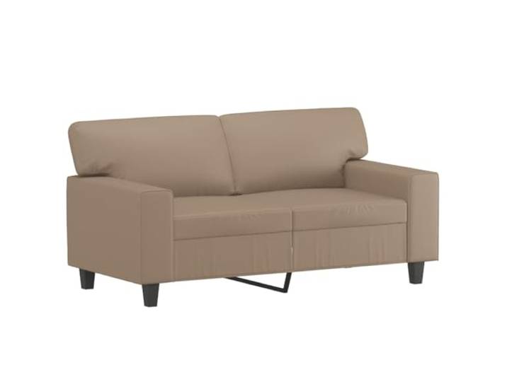KTHLBRH Set 2 Sofas 2-Sitzer Kunstleder Cappuccino Fleckenresistent, Rahmen aus Metall und Sperrholz, 4 Kissen inklusive, Schaumstoff