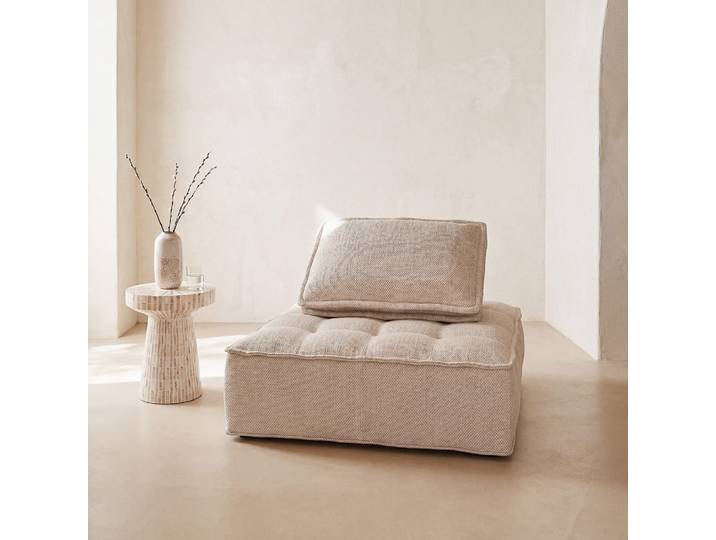 1-Sitzer-Chaiselongue für modulares Sofa, beigefarbener Sand
