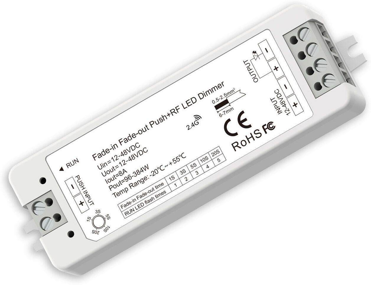 Isoled Sys-Pro Push/funk Soft-On/soft-Off Pwm-Dimmer, 1 Kanal, 12-48v Dc 8a