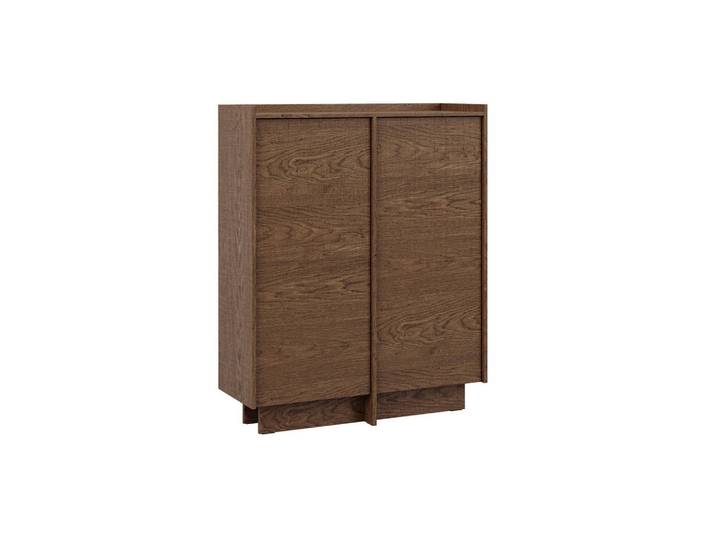 Petits-meubles Sideboard Japandi Dunkles Holz, Braun, Holzwerkstoff, 102x128x38 cm, Kleinmöbel, Kommoden, Sideboards