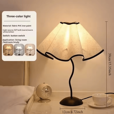 Inspire Curations Nordic Petal LED Table Lamp Fabric Shade 3 Color Bedside Night Light 3 Light Colors eu Plug In