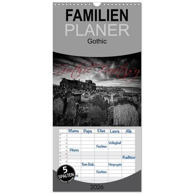 Familienplaner 2026 - Gothic Fantasy mit 5 Spalten (Wandkalender, 21 x 45 cm) CALVENDO