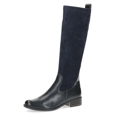 Stiefel CAPRICE, Damen, Gr. 37, XS-Schaft, blau (dunkelblau), Leder, Textil, Schuhe Stiefel, Blockabsatz, Langschaftstiefel, Businessstiefel, bequeme Weite