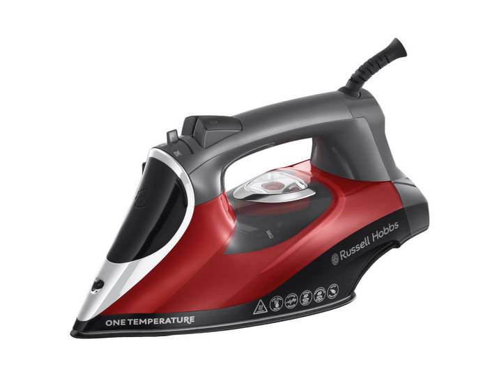 Russell Hobbs Dampfbügeleisen, Rot, Schwarz, Metall, Kunststoff, 350 ml, 11.8x16.7x32.2 cm, Sprayeinrichtung, Selbstentkalkung, für Leitungswasser geeignet, Tropf-Stopp, Betriebskontrollleuchte, Haushalt & Reinigung, Wäschepflege, Bügeleisen
