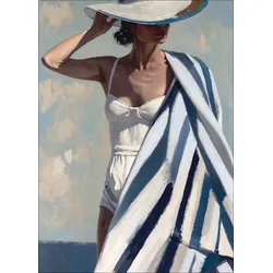 Aludibondbild GIRL ON BEACH (BHT 100x70x1,10 cm) - bunt - BHT 100x70x1,10 cm