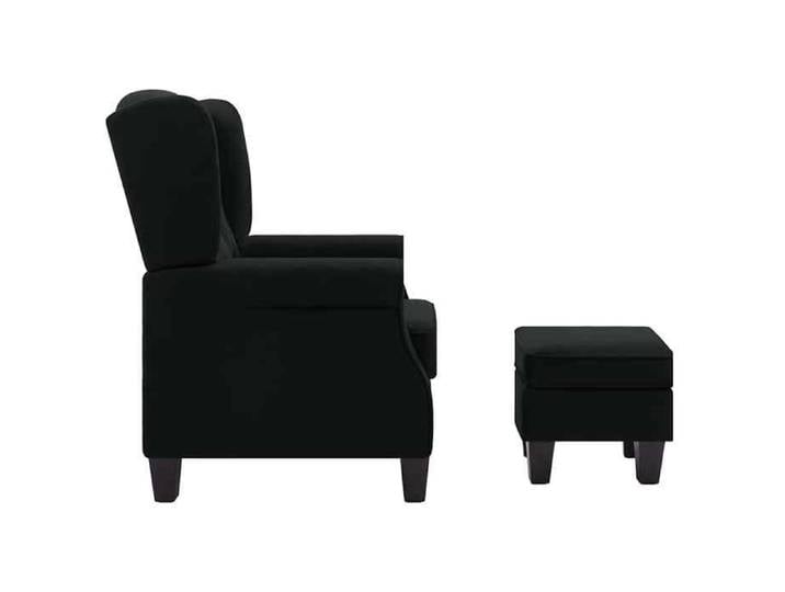 Fauteuil avec repose-pied en tissu - WIENS - Noir - 68x78x94 cm - Repose-pied inclus - Style Scandinave Moderne