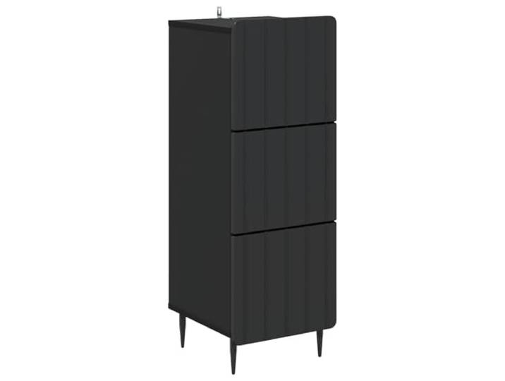 Favemtsl Kommode Schwarz 33 x 34,5 x 92 cm Schubladenschrank mit 3 Fächern Kompakter Beistellschrank für Wohnzimmer und Flur mit eleganten Metallbeinen und vielseitigen Schubladen.