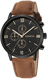 Inspire Essentials Mens Casual Leather Quartz Watch With Calendar brown Rose Gold