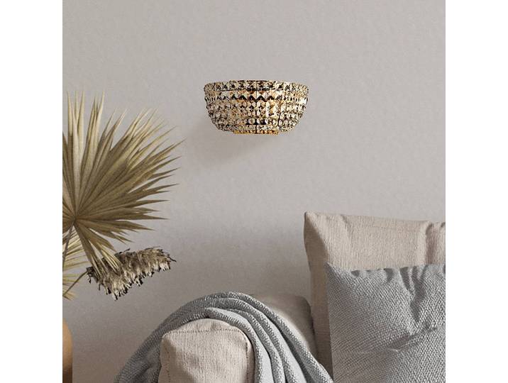 Wandleuchte Basfor 26 x 13 x 15cm Gold Mischmetall / Kristallglas E14