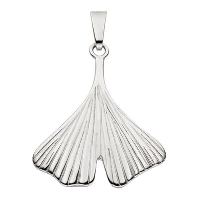 Kettenanhänger JOBO "Anhänger Ginkgo Ginko 22 mm", silber 925, Schmuckanhänger, Damen, Silber 925 (Sterlingsilber), Kettenanhänger, 925 Silber rhodiniert
