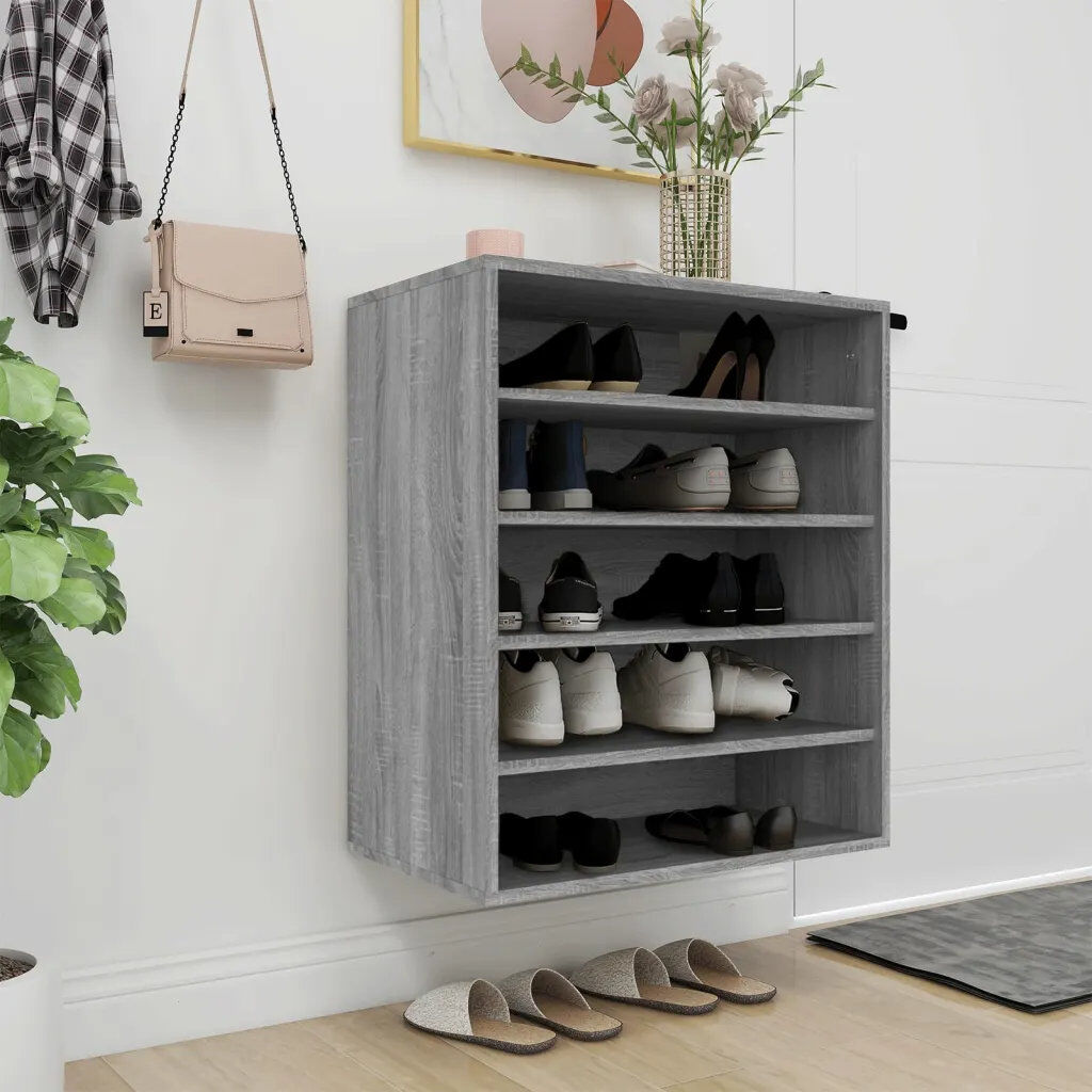 Ebern Designs Shoe Cabinet Engineered Wood Grey Sonoma