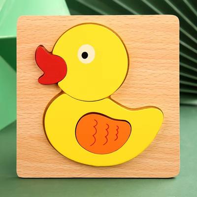 Inspired Finds 3D Wooden Animal Puzzle Early Learning Educational Toy For Toddlers & Kids duck
