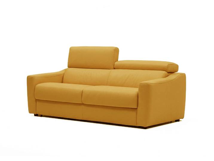Schlafsofa EGOITALIANO STRIKE, 195 cm, made in Italy, Designsofa mit Dauerschlaffunktion , gelb, B:195cm H:79cm T:102cm, Sofas, Schlafsofa, Schlafsofa aus Echtleder Bull mit verstellbaren Kopfstützen