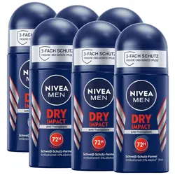 Nivea Men, Deo, Deo Roll-on Dry Impact Multipack 6 x 50 ml (Roll-on, 72 ml)