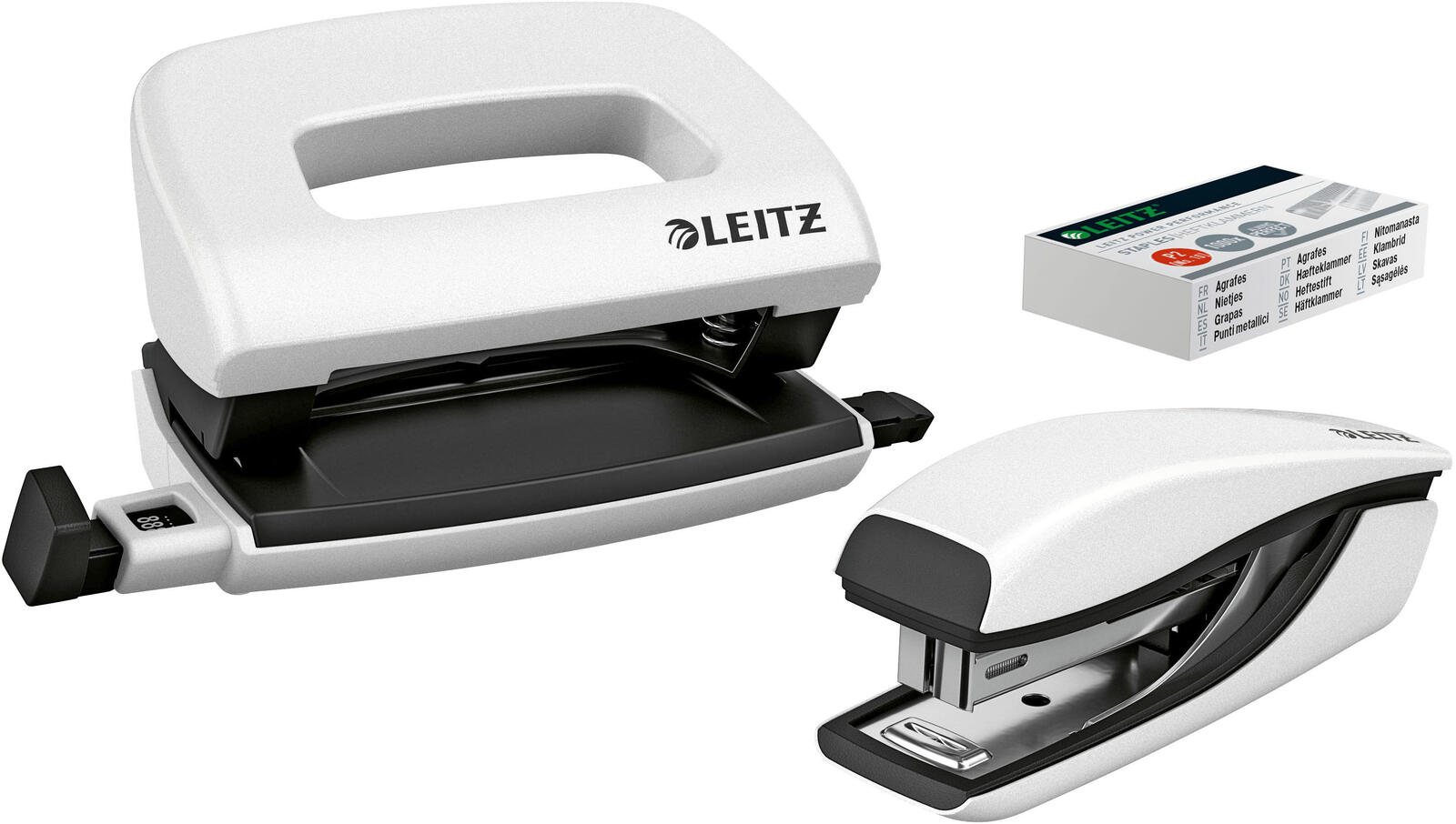 LEITZ Locher und Heftgeräte Set NeXXt WOW perlweiß 55612001
