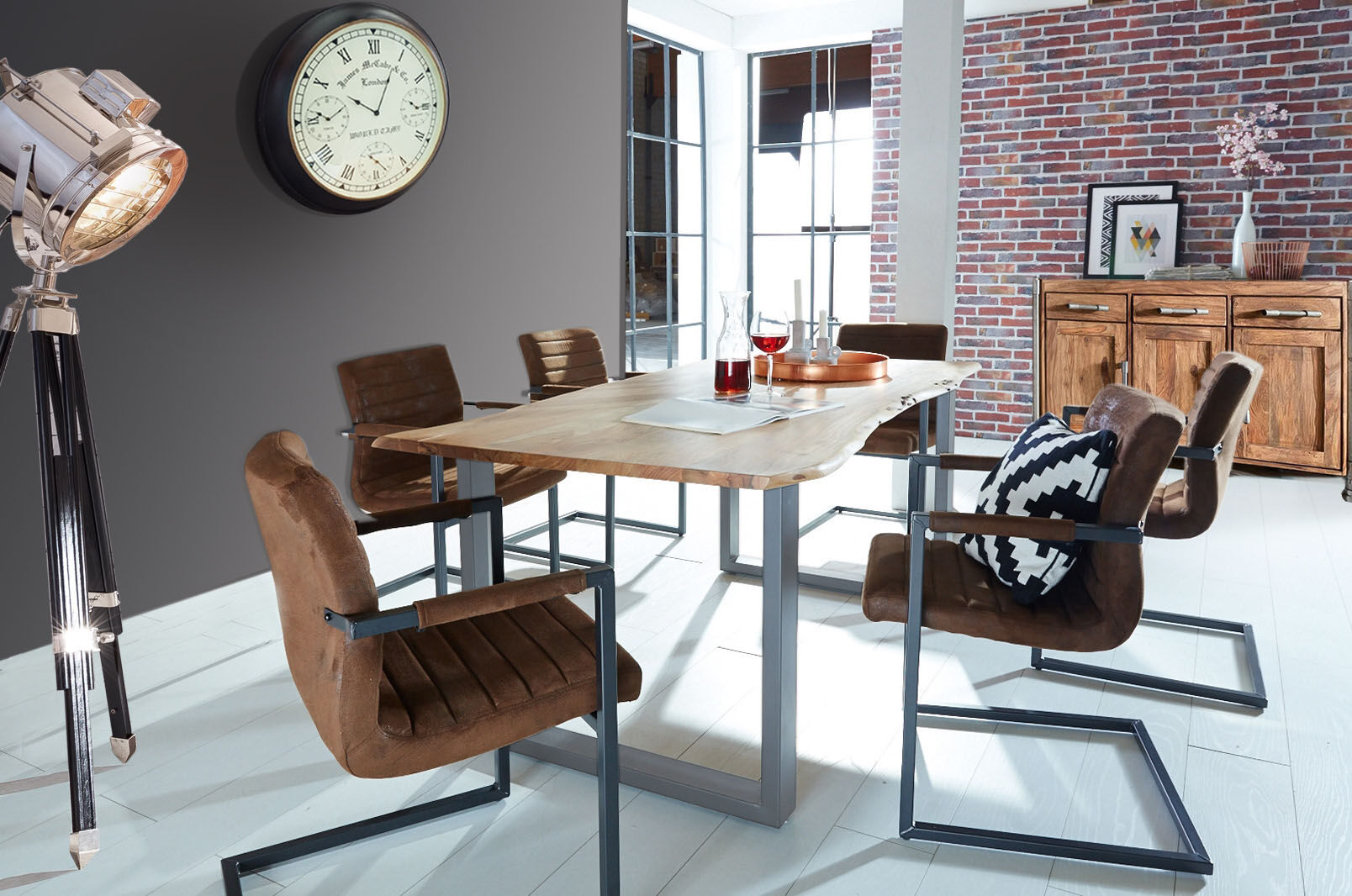 Esstisch SIT "Sydney Wildeiche mit Baumkante & stylischem Kufengestell", beige (natur), B:120cm, Tische, Esstisch, geölte Wildeiche mit Baumkante wie gewachsen & durchgehenden Lamellen natur B/H/T: 120cm