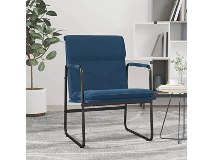 IBUQDDV Loungesessel Stoff Blau 55x64x80 cm mit Metallgestell Metallgestell, rutschfeste Beine, atmungsaktiver Stoff, Montageanleitung inklusive
