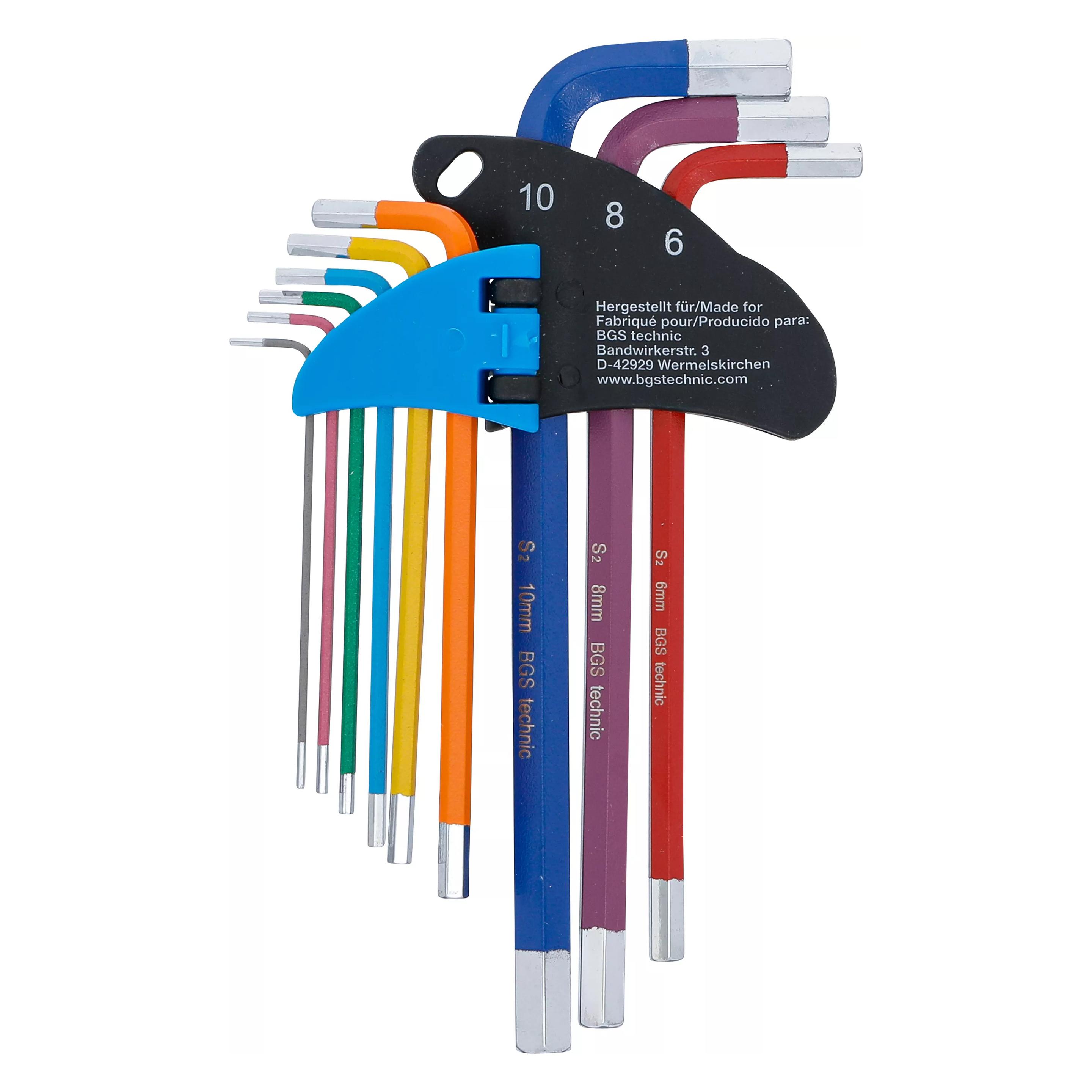 BGS Winkelschlüssel-Satz | Multicolour | Innensechskant 1,5 - 10 mm | 9-tlg. (74455)