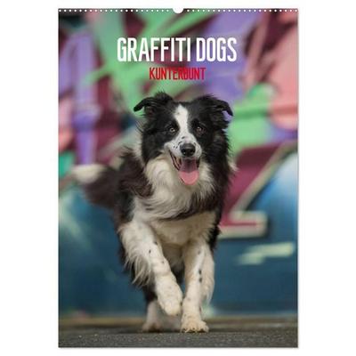 Graffiti Dogs Kunterbunt (Wandkalender 2026 DIN A2 hoch), CALVENDO Monatskalender