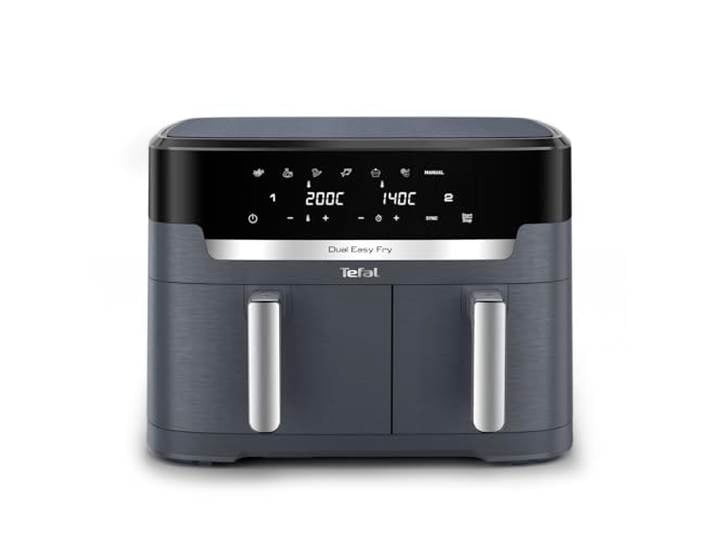 Tefal XXL Dual Easy Fry Heißluftfritteuse 11 L – Airfryer mit 2 Kammern (Doppelkammer), 7 voreingestellte Programme, 2700 W, digitales Display, Extra-Crisp Technologie, fettarm frittieren, EY942B